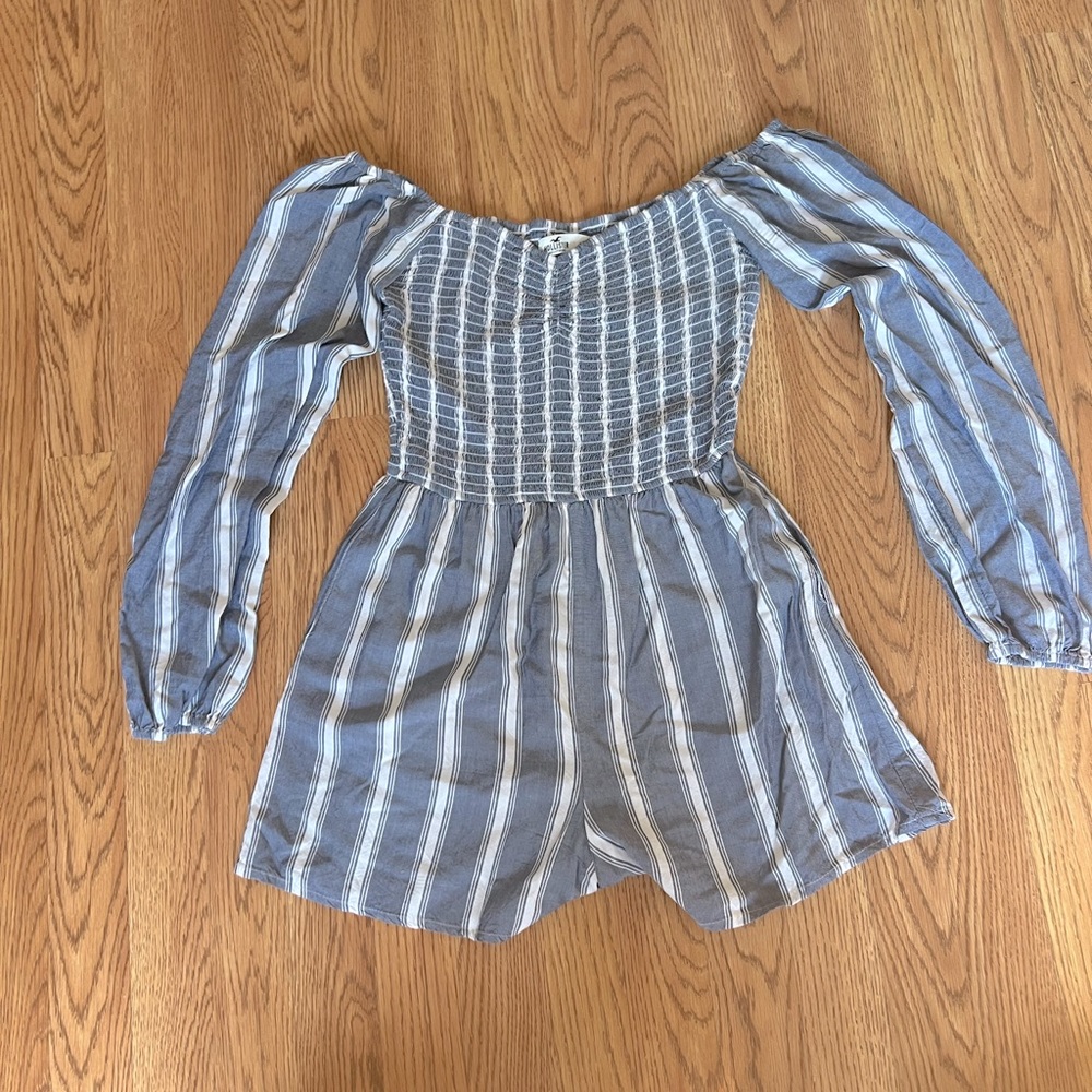 HOLLISTER Striped Comfy Romper Long Sleeve